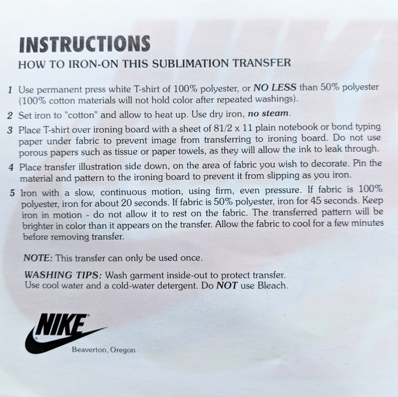 Nike Iron-On Sublimation Transfers - Picture 4 of 4